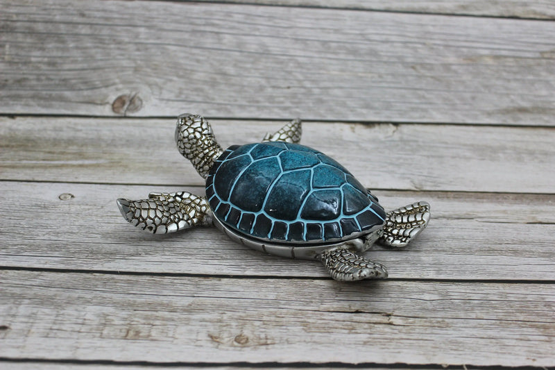 Sea Turtle Storage Box, Sea Turtle Storage Box, Sea Turtle Figurine, Sea Turtle Box, Sea Turtle Display, Blue Sea Turtle Figurine - Pink Horse Florida