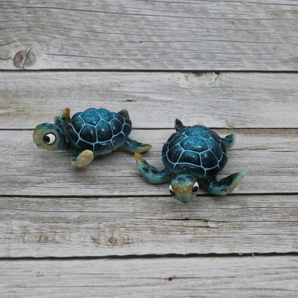 Sea Turtle Figurine SET of TWO, Cartoon Sea Turtle Figurine, Turtle Lover Gift, Ocean Lover Gift, Cartoon Turtle Figurine, Sea Turtle Gift - Pink Horse Florida