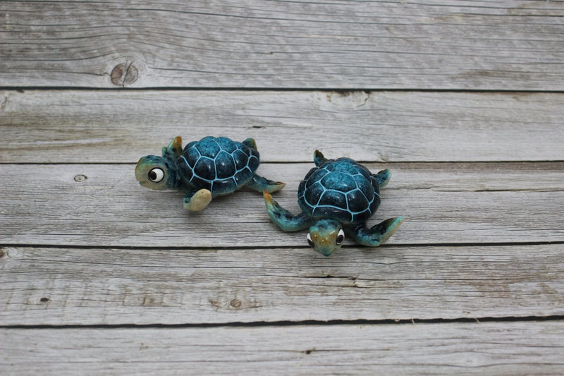 Sea Turtle Figurine SET of TWO, Cartoon Sea Turtle Figurine, Turtle Lover Gift, Ocean Lover Gift, Cartoon Turtle Figurine, Sea Turtle Gift - Pink Horse Florida