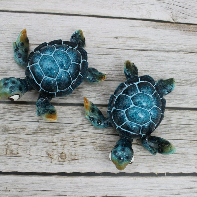 Sea Turtle Figurine SET of TWO, Cartoon Sea Turtle Figurine, Turtle Lover Gift, Ocean Lover Gift, Cartoon Turtle Figurine, Sea Turtle Gift - Pink Horse Florida