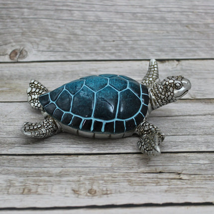 Sea Turtle Storage Box, Sea Turtle Storage Box, Sea Turtle Figurine, Sea Turtle Box, Sea Turtle Display, Blue Sea Turtle Figurine - Pink Horse Florida