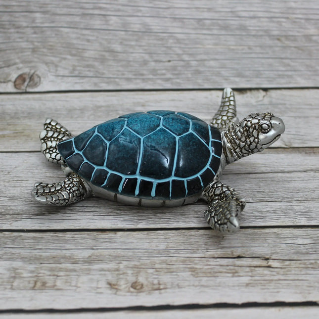 Sea Turtle Storage Box, Sea Turtle Storage Box, Sea Turtle Figurine, Sea Turtle Box, Sea Turtle Display, Blue Sea Turtle Figurine - Pink Horse Florida