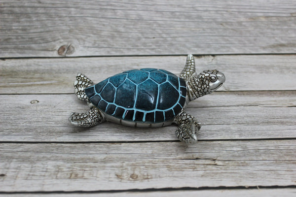 Sea Turtle Storage Box, Sea Turtle Storage Box, Sea Turtle Figurine, Sea Turtle Box, Sea Turtle Display, Blue Sea Turtle Figurine - Pink Horse Florida