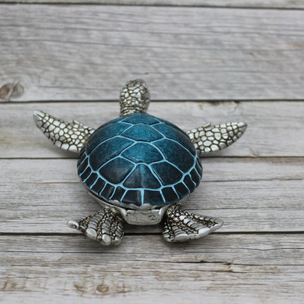 Sea Turtle Storage Box, Sea Turtle Storage Box, Sea Turtle Figurine, Sea Turtle Box, Sea Turtle Display, Blue Sea Turtle Figurine - Pink Horse Florida