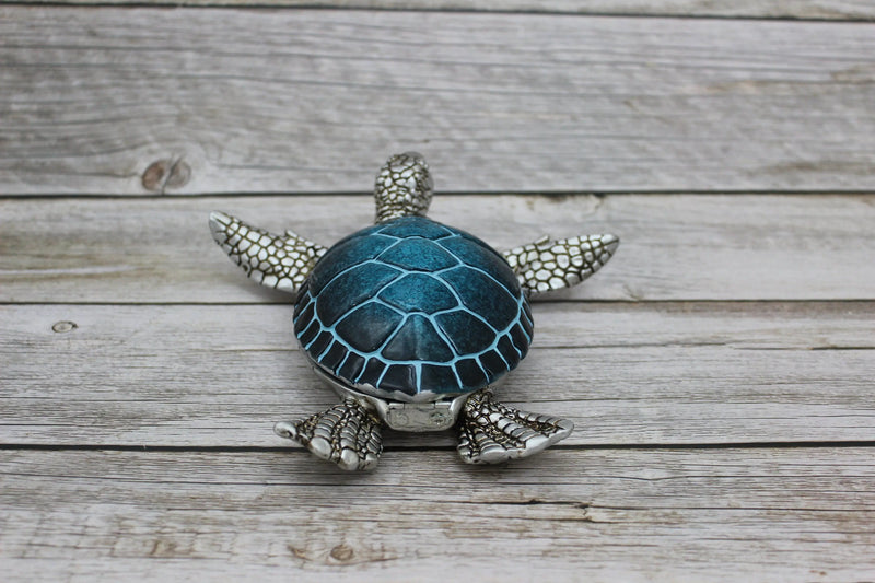 Sea Turtle Storage Box, Sea Turtle Storage Box, Sea Turtle Figurine, Sea Turtle Box, Sea Turtle Display, Blue Sea Turtle Figurine - Pink Horse Florida