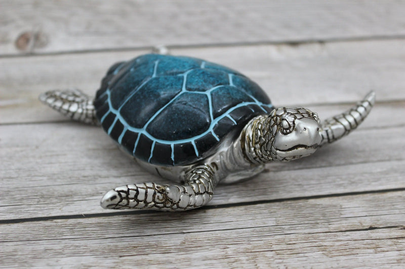 Sea Turtle Storage Box, Sea Turtle Storage Box, Sea Turtle Figurine, Sea Turtle Box, Sea Turtle Display, Blue Sea Turtle Figurine - Pink Horse Florida