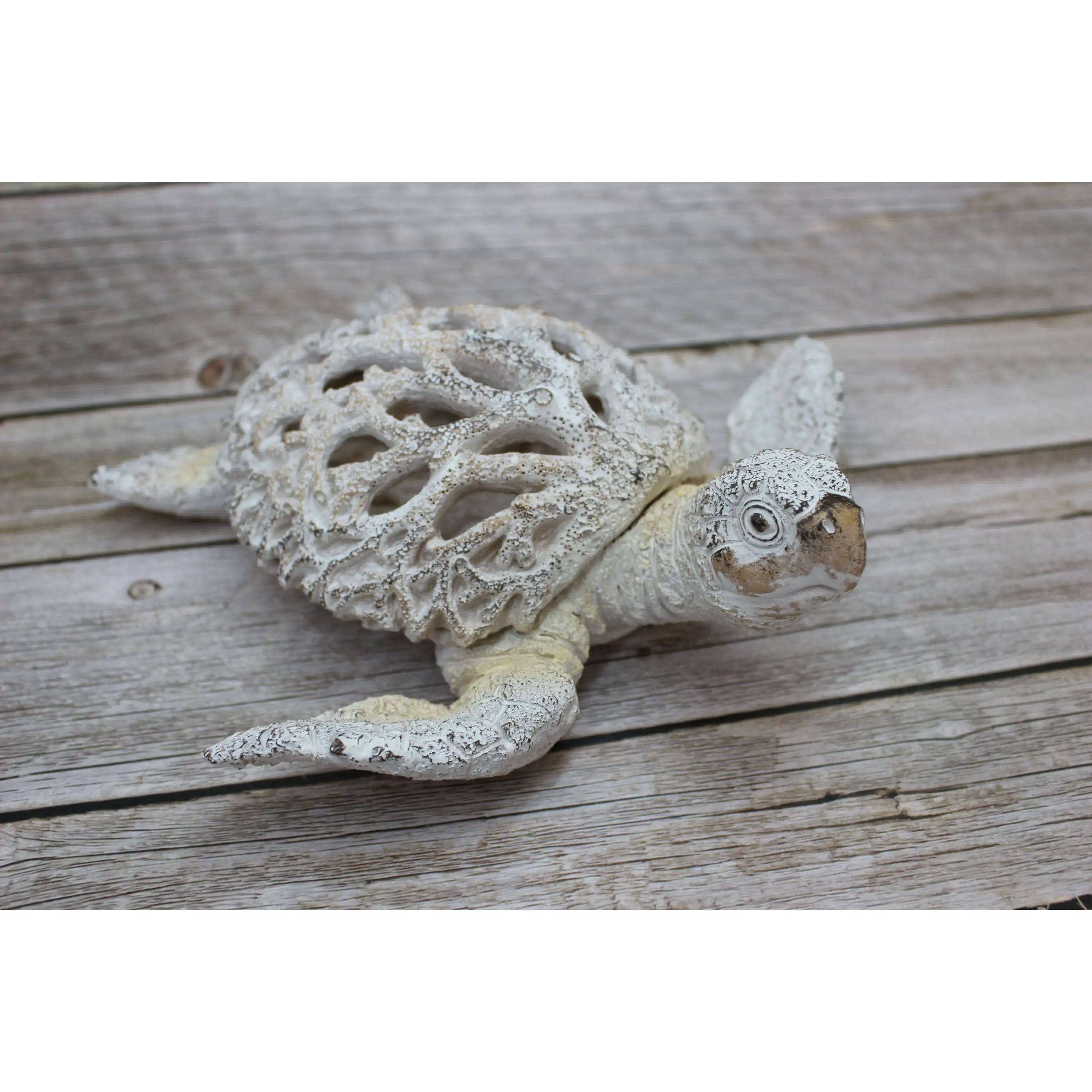 Sea Turtle Coral Look, Turtle Figurine, Miniature Turtle 9'' Long - Pink Horse Florida