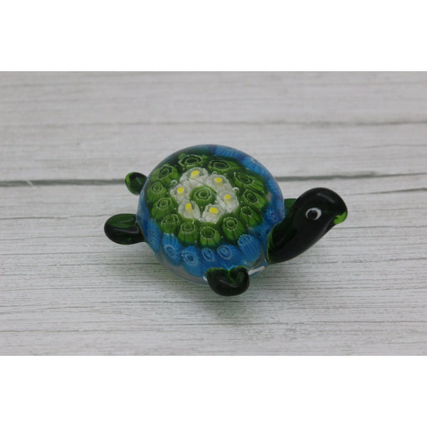 Blue Glass Sea Turtle Figurine, Turtle Figurine, Sea Turtle Figurine, Turtle Decor, Sea Turtle - Pink Horse Florida