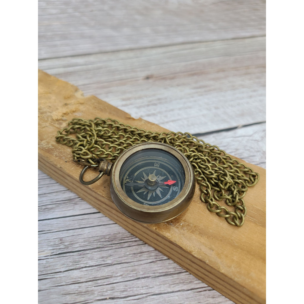Antique Compass Reproduction, Compass Necklace, Vintage Compass, Compass with Chain, Pocket Compass - Pink Horse Florida