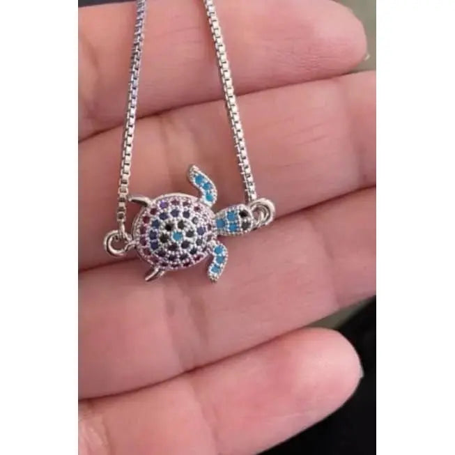 Silver Color Sea Turtle Bracelet, Sea Turtle Bracelet, Turtle Bracelet, Turtle Jewelry, Silver - Pink Horse Florida