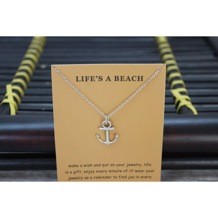 Anchor Necklace, Anchor Jewelry, Beach Necklace, Anchor Pendant, Anchor Gift, Silver Anchor Necklace - Pink Horse Florida