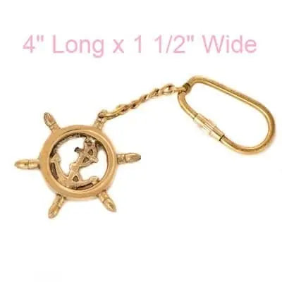 Ship Wheel Anchor Keychain, Stay Strong, Brass Ship Wheel, Anchor Key Chain, Shipwheel Key Ring, - Pink Horse Florida