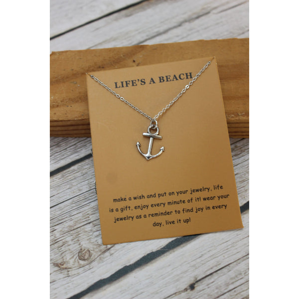 Anchor Necklace, Anchor Jewelry, Beach Necklace, Anchor Pendant, Anchor Gift, Silver Anchor Necklace - Pink Horse Florida