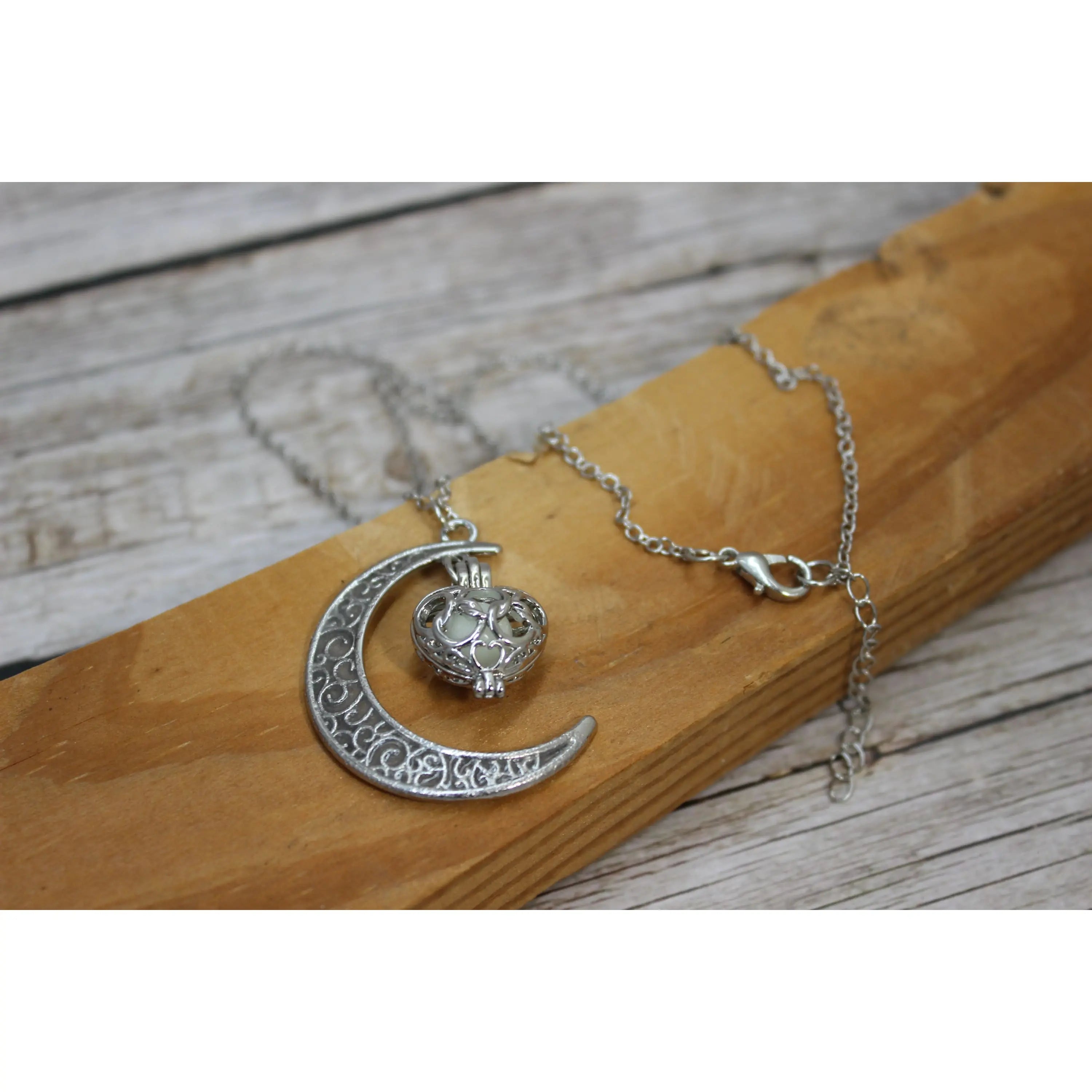 Glow in the Dark Moon Necklace, Glow in the Dark Necklace, Moon Necklace, Moon Jewelry - Pink Horse Florida