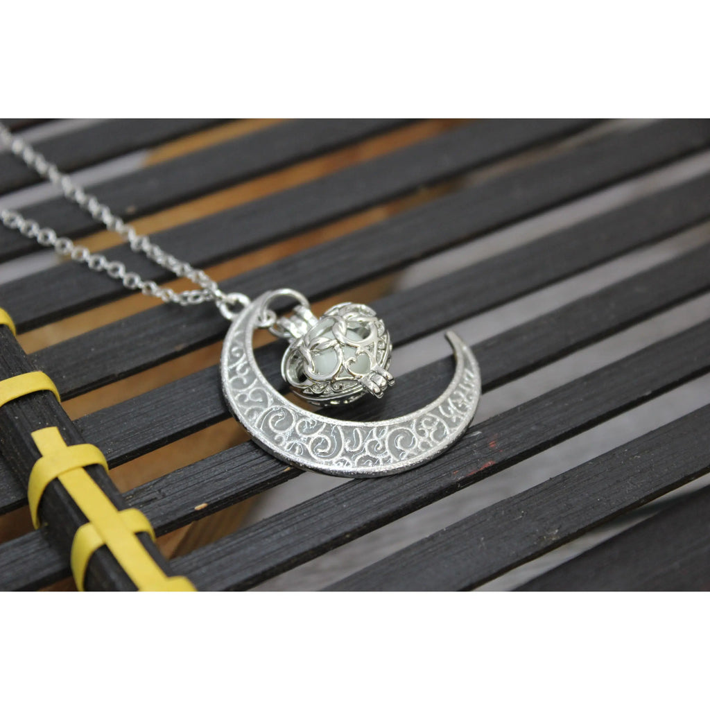 Glow in the Dark Moon Necklace, Glow in the Dark Necklace, Moon Necklace, Moon Jewelry - Pink Horse Florida