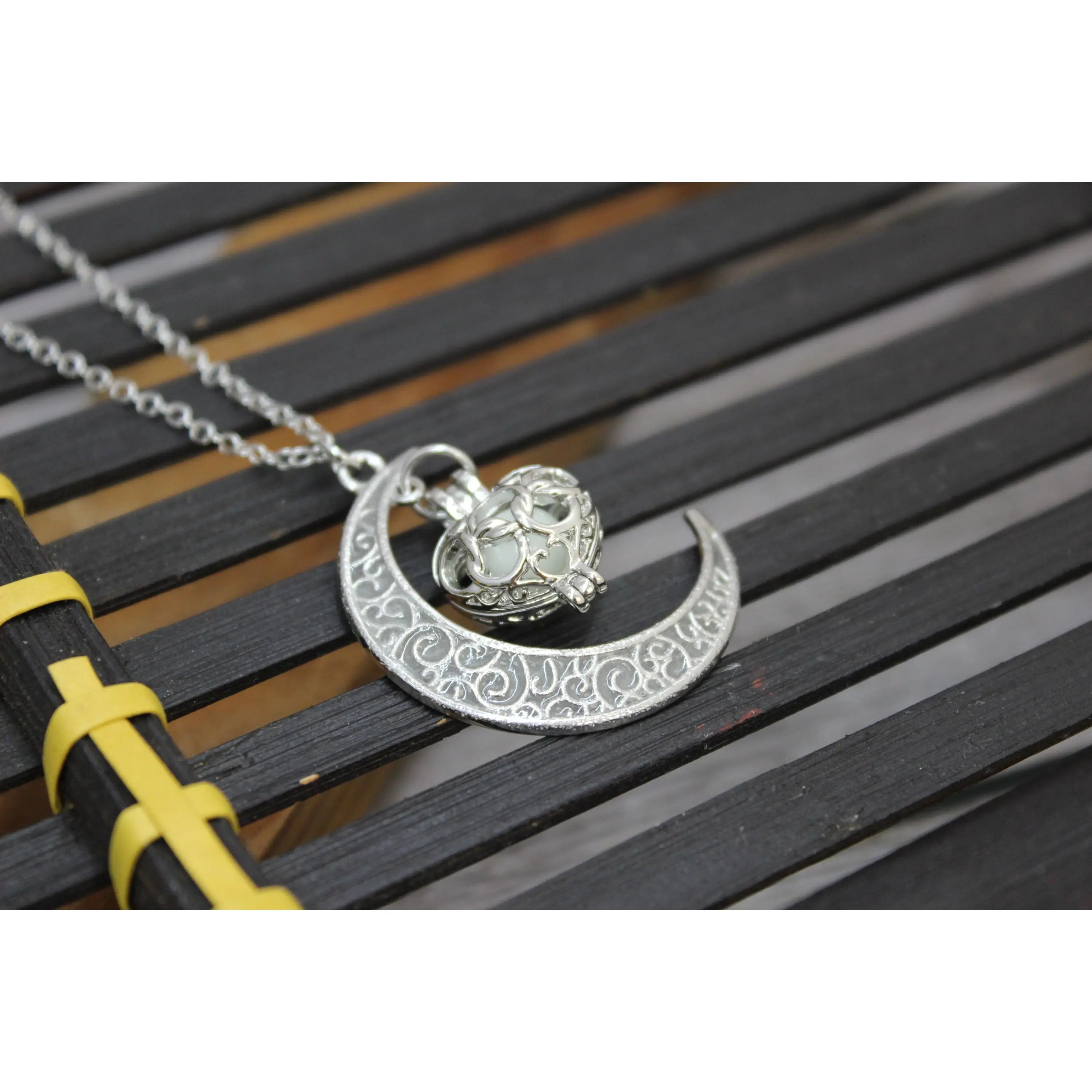 Glow in the Dark Moon Necklace, Glow in the Dark Necklace, Moon Necklace, Moon Jewelry - Pink Horse Florida