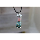 Wish Necklace, Wish Necklace in Glass, Wish Jewelry, Glass Wish Bottle, Flower Wish Necklace - Pink Horse Florida