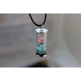 Wish Necklace, Wish Necklace in Glass, Wish Jewelry, Glass Wish Bottle, Flower Wish Necklace - Pink Horse Florida