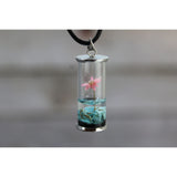 Wish Necklace, Wish Necklace in Glass, Wish Jewelry, Glass Wish Bottle, Flower Wish Necklace - Pink Horse Florida