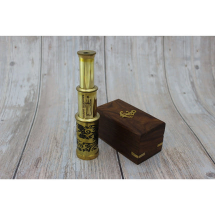 Gold Color Telescope, Brass Telescope, Marine Vintage Telescope, Telescope in Wood Box - Pink Horse Florida