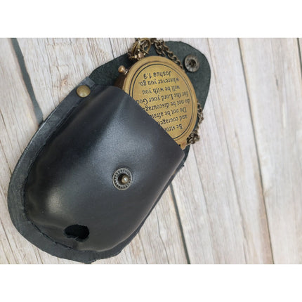 Antique Compass, Compass in Leather Pouch, Vintage Compass, Compass with Chain, Pocket Compass, - Pink Horse Florida