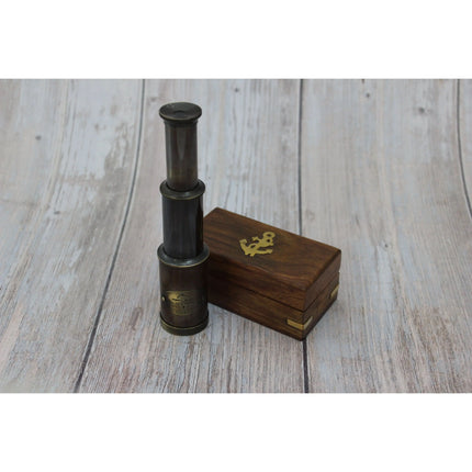 Telescope, Brass Vintage Telescope, Small Vintage Telescope, Telescope With Case, Brass Telescope in - Pink Horse Florida