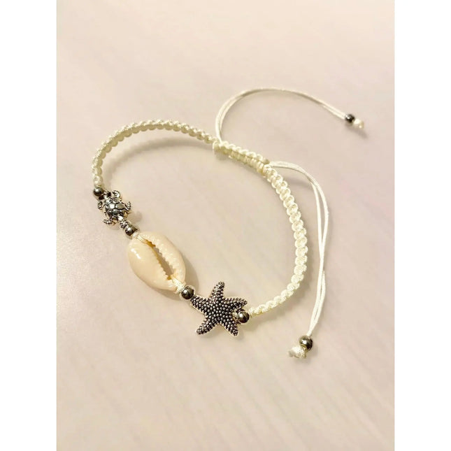 SET OF TWO Beach Bracelet, Turtle Bracelet, Sea Turtle Bracelet, Handmade Beach Bracelet, Starfish - Pink Horse Florida