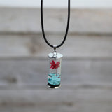 Wish Necklace, Wish Necklace in Glass, Wish Jewelry, Glass Wish Bottle, Flower Wish Necklace - Pink Horse Florida