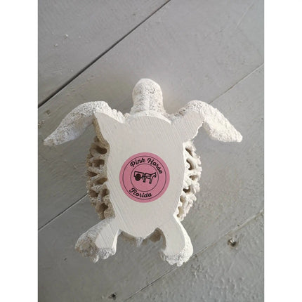 Sea Turtle Coral Look, Turtle Figurine, Miniature Turtle 9'' Long - Pink Horse Florida