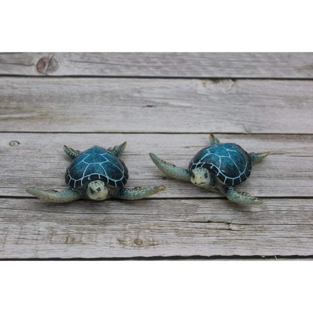 Turtle Figurine Sea Turtle Figurine SET OF TWO Turtle Décor Turtle Sculpture Sea Turtle Decor Beach - Pink Horse Florida