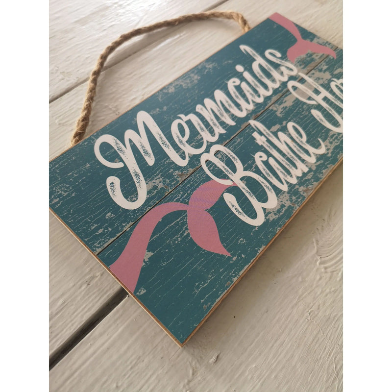 Mermaids Bathe Here, Mermaid Sign, Mermaid Bathroom Decor, Mermaid Pool Sign, Mermaid Lover, Mermaid - Pink Horse Florida