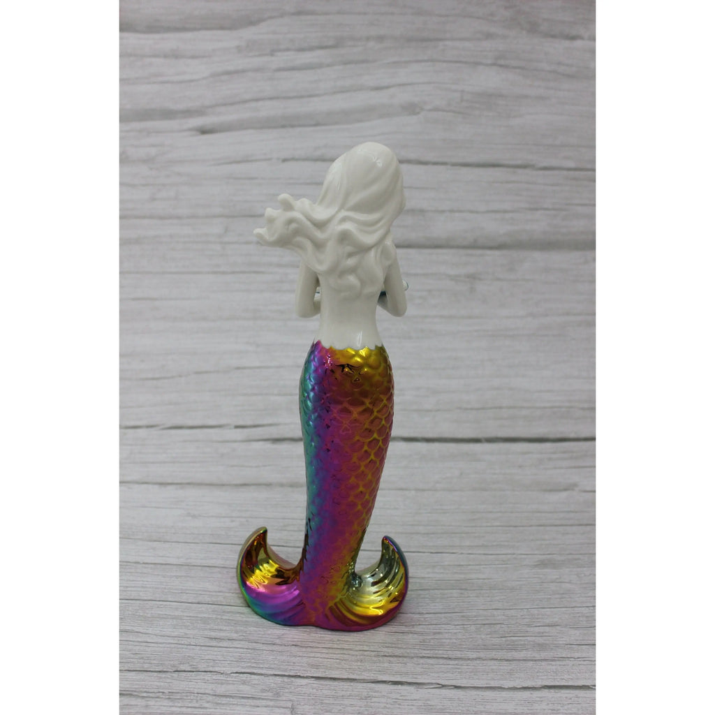 Mermaid Statue, Mermaid Figurine, Mermaid Decor, Ceramic Coastal Decorative Accent, Mermaid - Pink Horse Florida