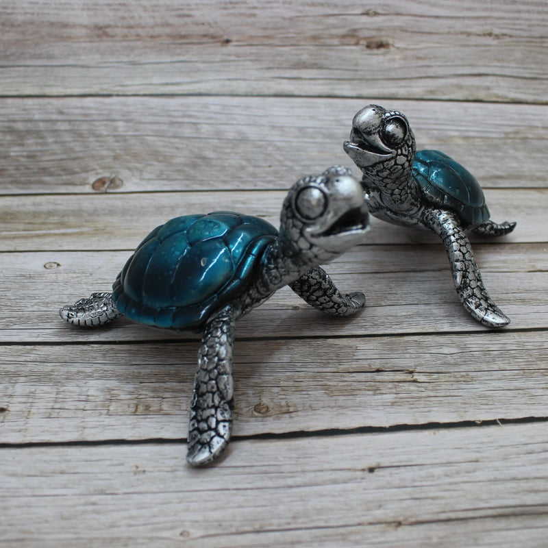 Sea Turtle Figurine SET of TWO, Sea Turtle Figurine, Turtle Lover Gift, Ocean Lover Gift, - Pink Horse Florida