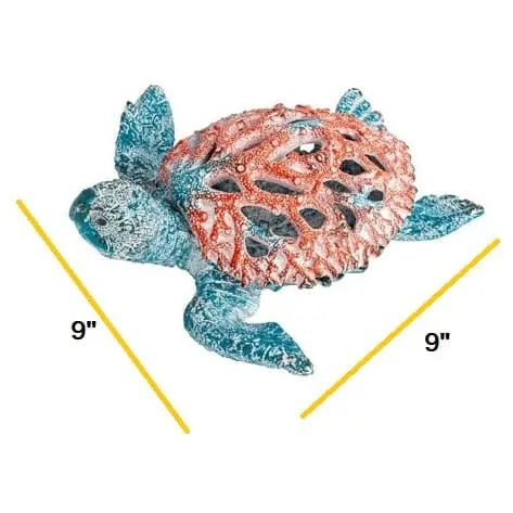 Sea Turtle Coral Look, Turtle Figurine, Miniature Turtle, Blue Turtle, Coral Sea Turtle - Pink Horse Florida