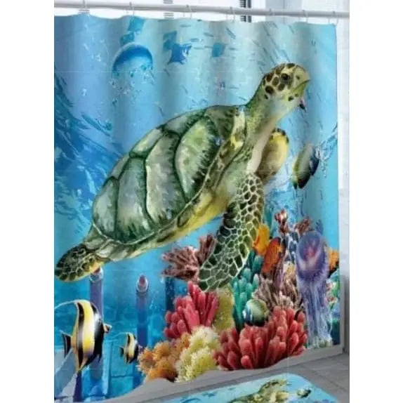 Two Turtles Shower Curtain, Turtle Shower Curtain, Sea Turtle Shower Curtain, Beach Decor for - Pink Horse Florida