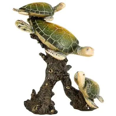 Turtle Figurine, Sea Turtle Figurine, Triple Turtle Figurine, Turtle Decor, Sea Turtle Decor, Beach - Pink Horse Florida