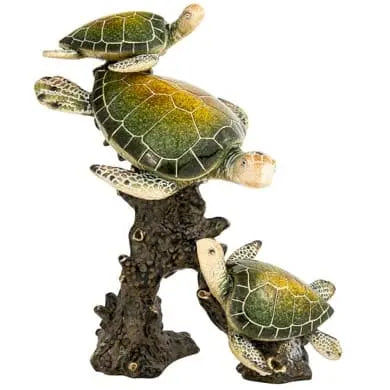 Turtle Figurine, Sea Turtle Figurine, Triple Turtle Figurine, Turtle Decor, Sea Turtle Decor, Beach - Pink Horse Florida