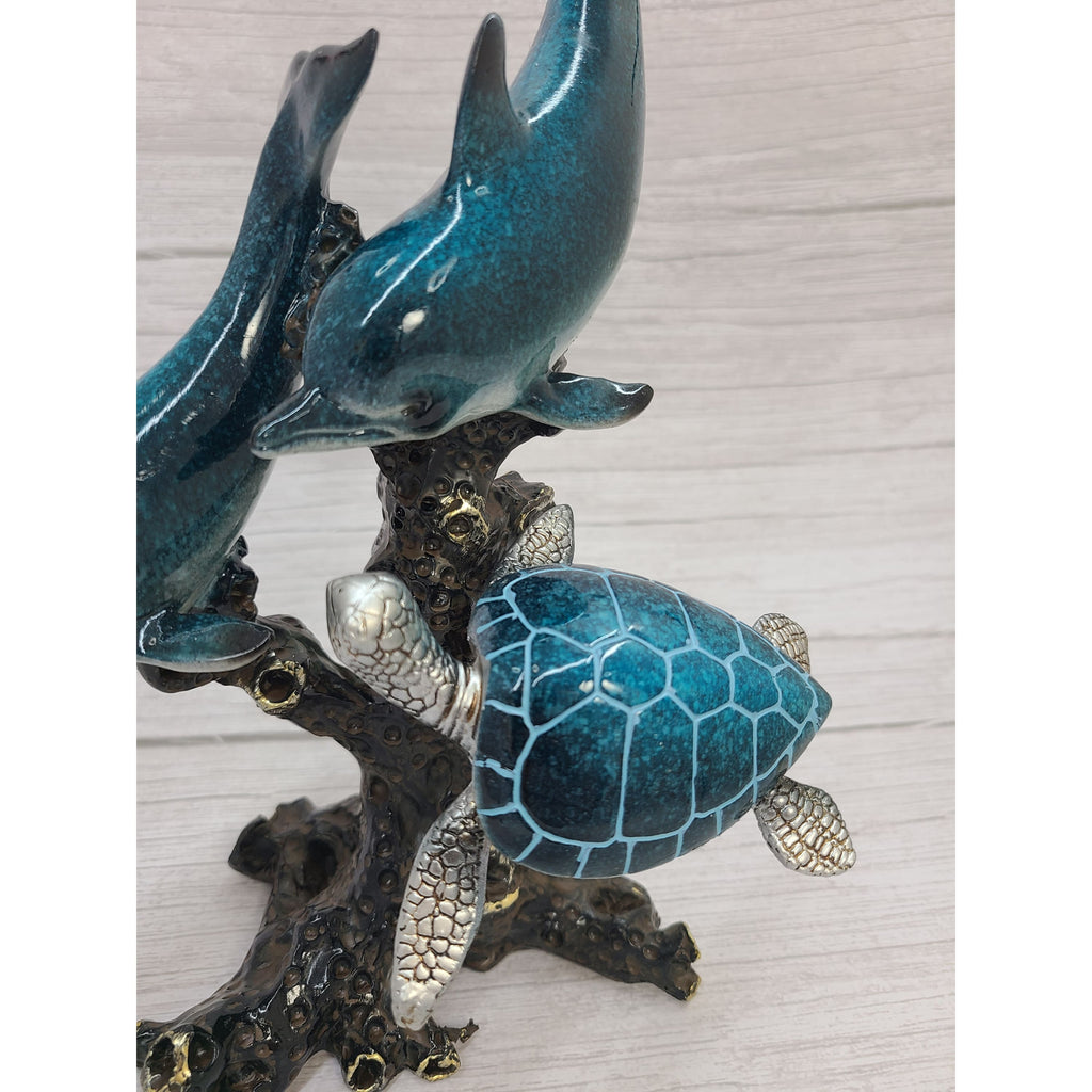 5 Blue Resin Sea Turtle Figurine - Nautical Sea Decor