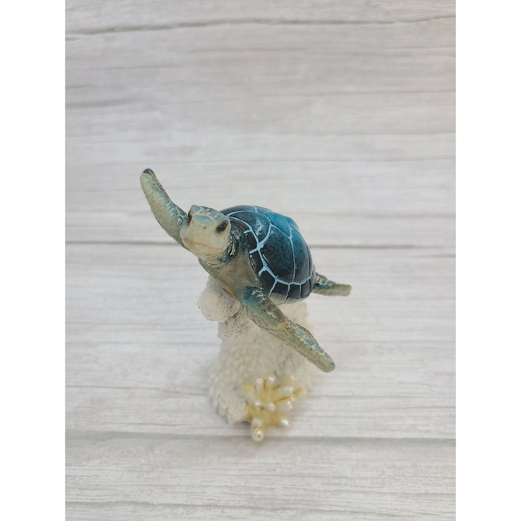 Turtle Figurine, Sea Turtle Coral Figurine, Turtle Decor, Sea Turtle Decor, Beach Decor - Pink Horse Florida