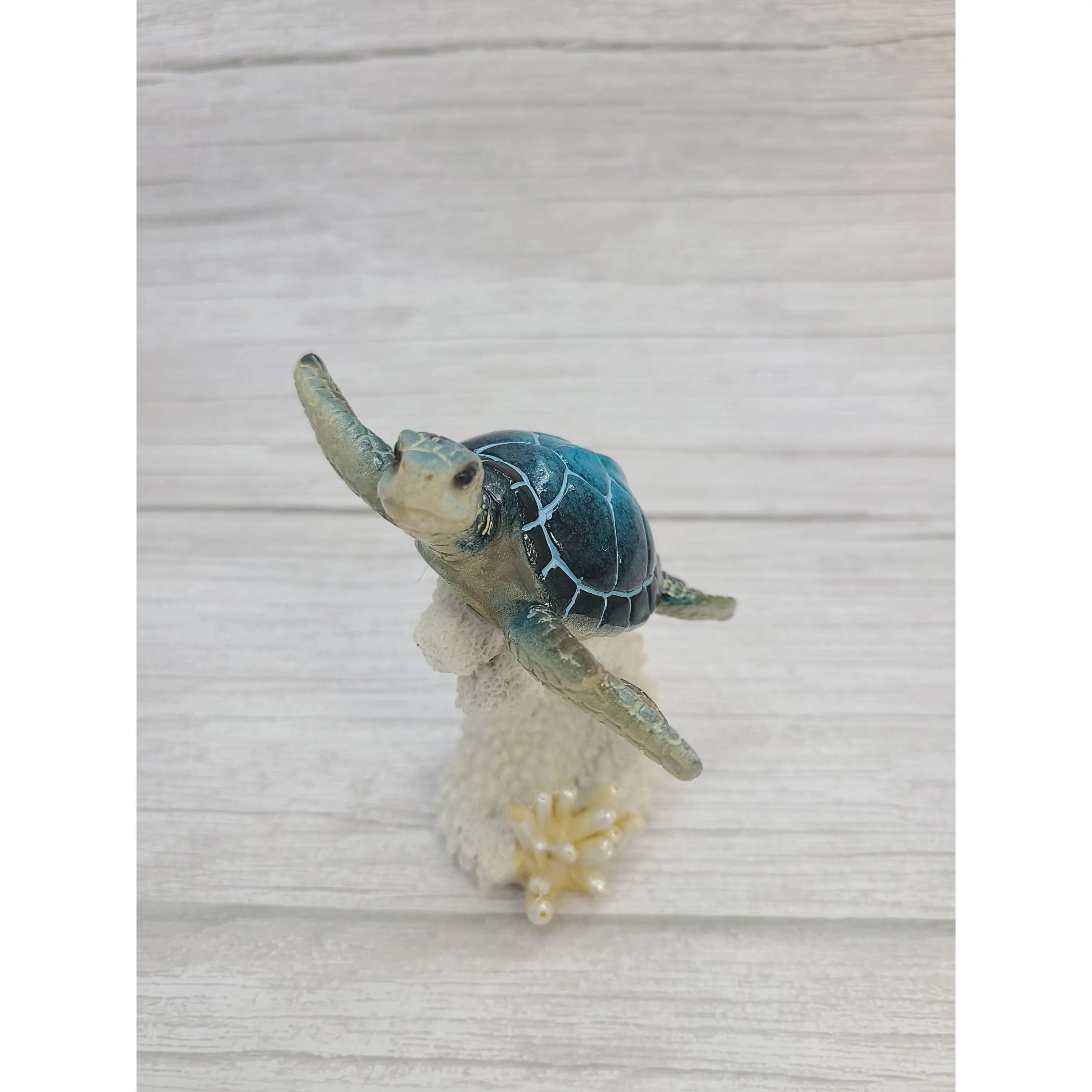 Turtle Figurine, Sea Turtle Coral Figurine, Turtle Decor, Sea Turtle Decor, Beach Decor - Pink Horse Florida