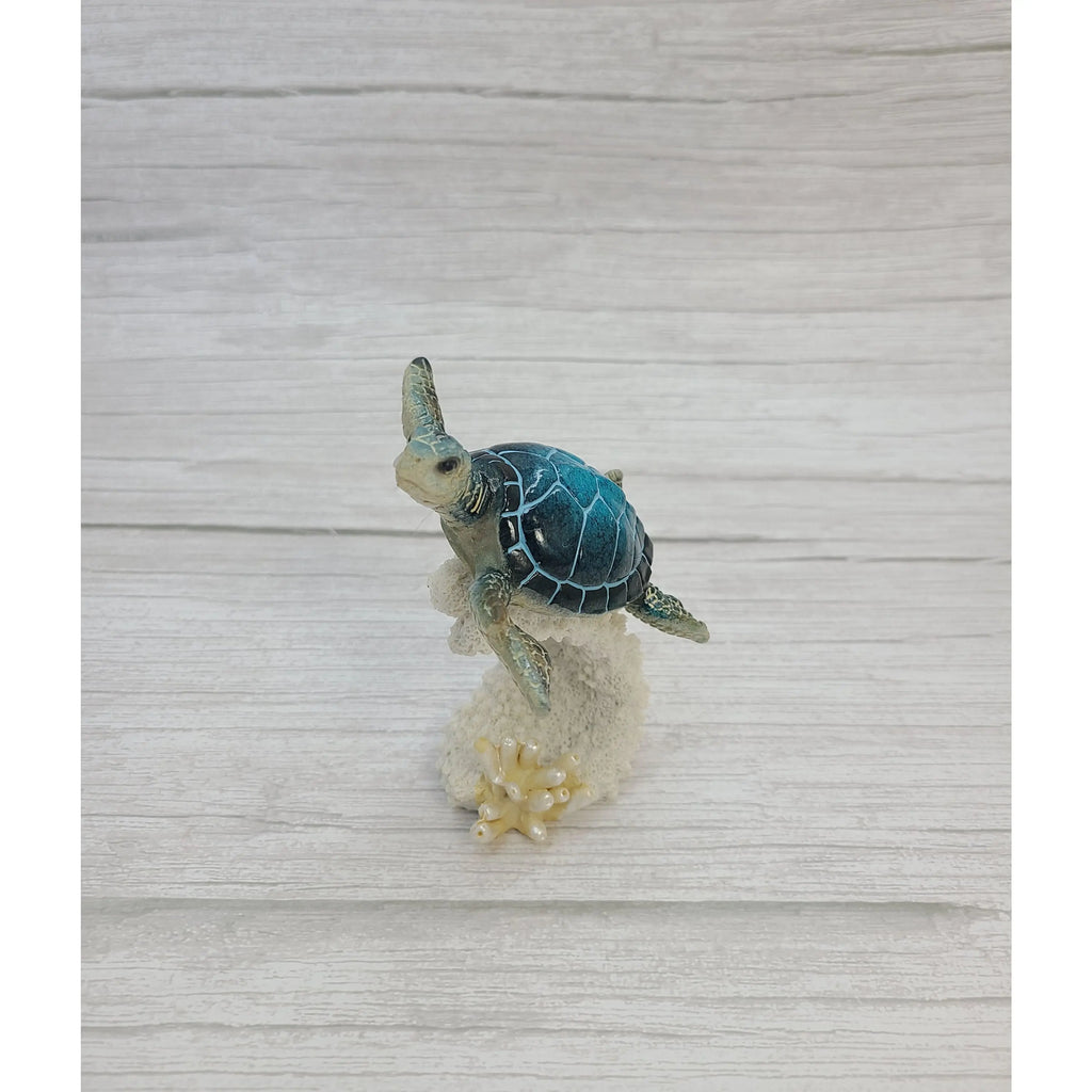 Turtle Figurine, Sea Turtle Coral Figurine, Turtle Decor, Sea Turtle Decor, Beach Decor - Pink Horse Florida