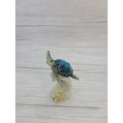 Turtle Figurine, Sea Turtle Coral Figurine, Turtle Decor, Sea Turtle Decor, Beach Decor - Pink Horse Florida