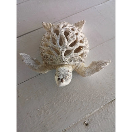 Sea Turtle Coral Look, Turtle Figurine, Miniature Turtle 9'' Long - Pink Horse Florida