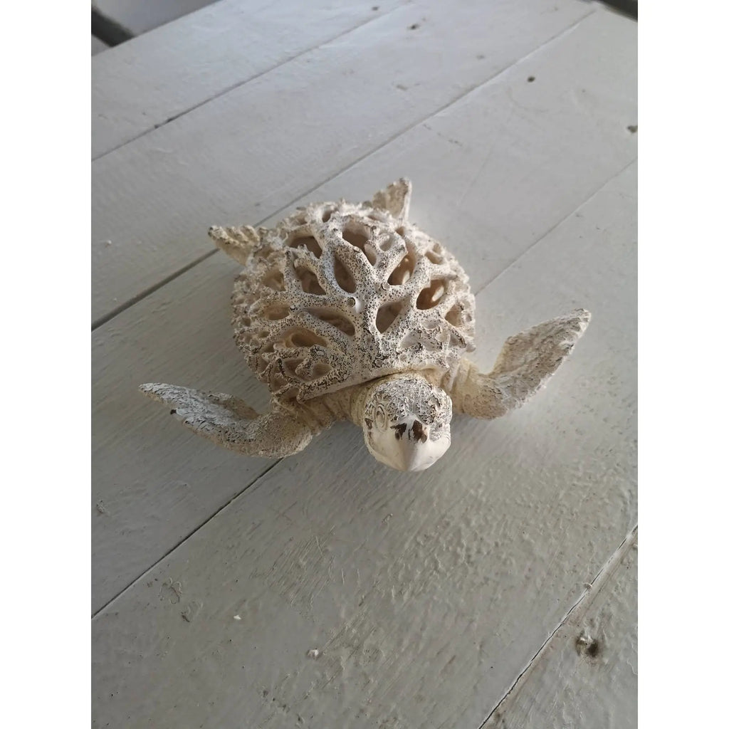 Sea Turtle Coral Look, Turtle Figurine, Miniature Turtle, BIG turtle 13'' - Pink Horse Florida