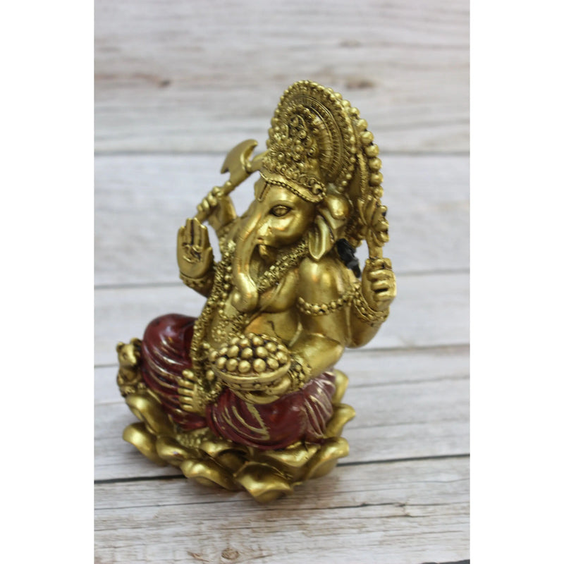 Ganesh, Ganesh God, Hindu Ganesh, Hindu Figurine, Meditating Figurine, Gold Ganesh Statue - Pink Horse Florida