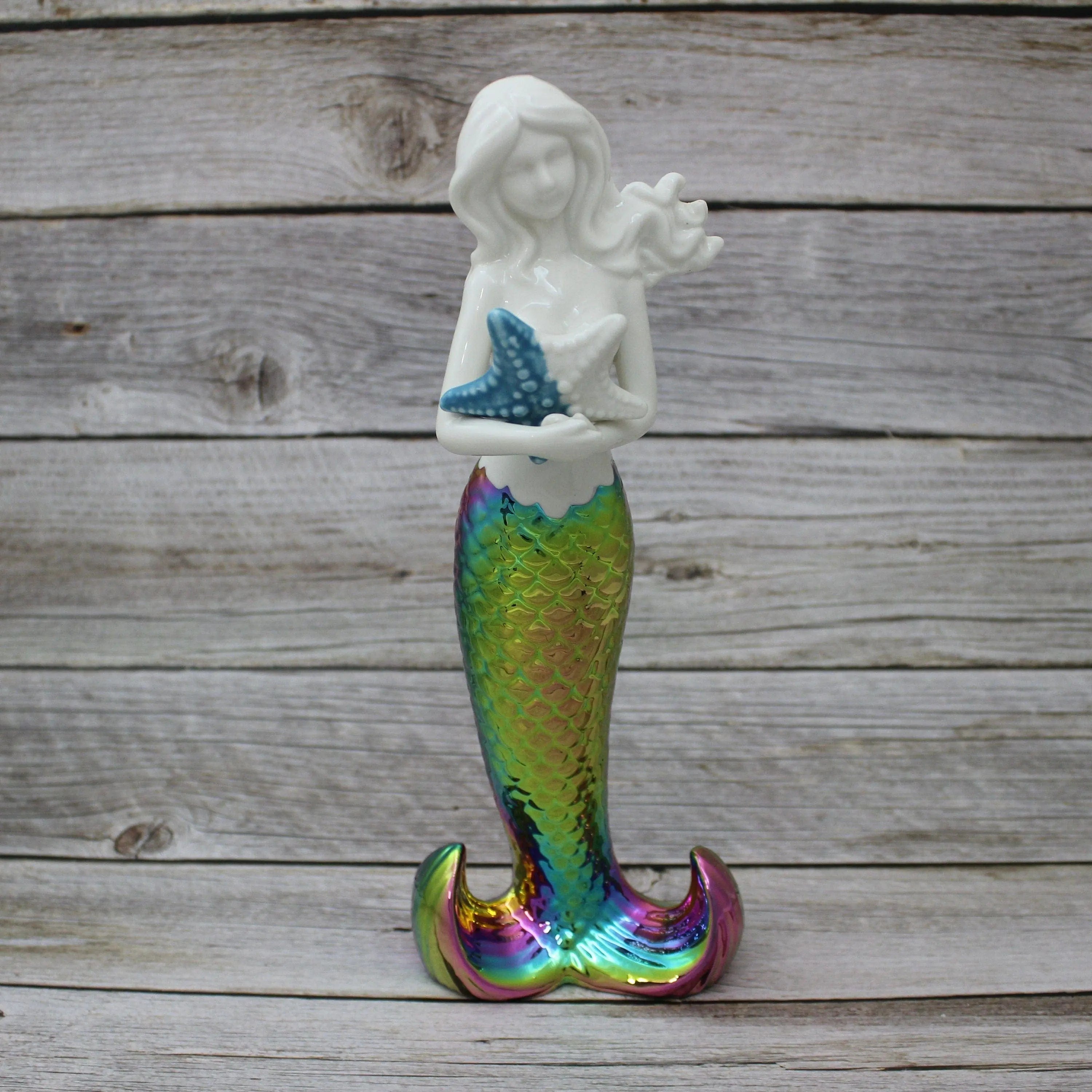 Mermaid Statue, Mermaid Figurine, Mermaid Decor, Ceramic Coastal Decorative Accent, Mermaid - Pink Horse Florida