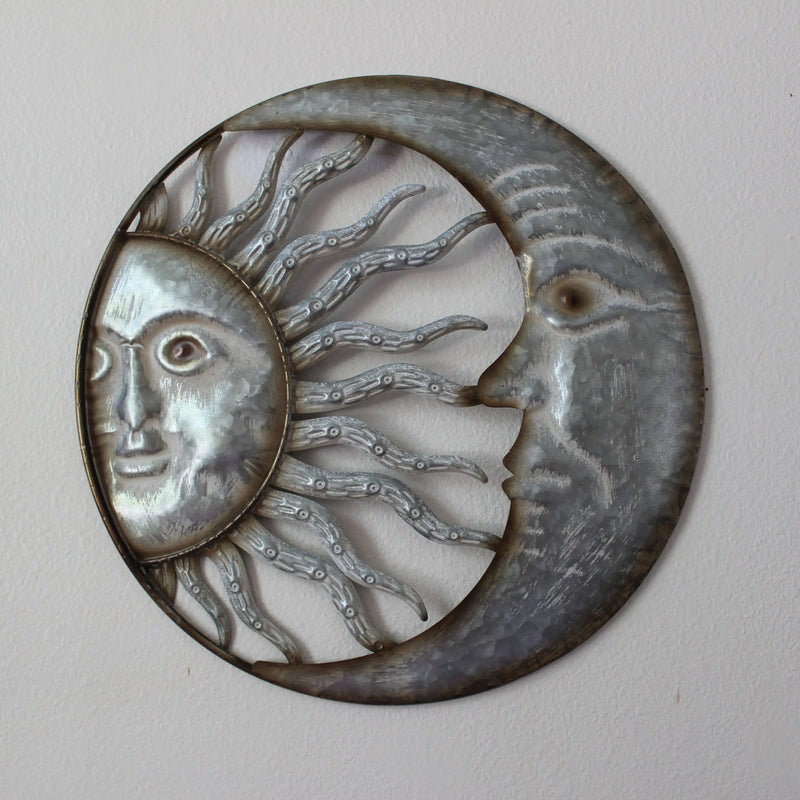 Moon and Sun Face, Moon and Sun Wall Hanging, Metal Wall Hanging, Patio Decor, Porch - Pink Horse Florida