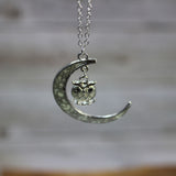 Glow in the Dark Moon Necklace, Glow in the Dark Necklace, Moon Necklace, Moon Jewelry - Pink Horse Florida