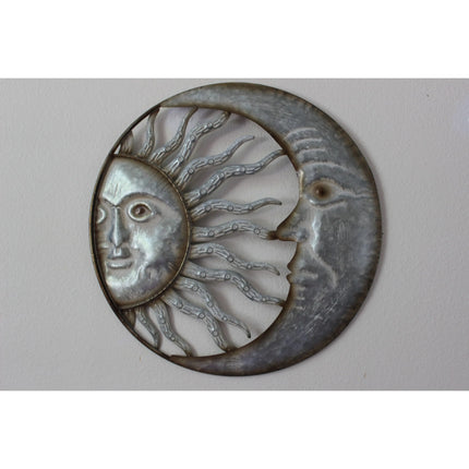 Moon and Sun Face, Moon and Sun Wall Hanging, Metal Wall Hanging, Patio Decor, Porch - Pink Horse Florida