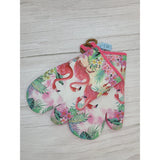 Flamingo Oven Mitts, Coastal Oven Mitts SET OF TWO, Flamingo Kitchen, Flamingo Pot Holder - Pink Horse Florida